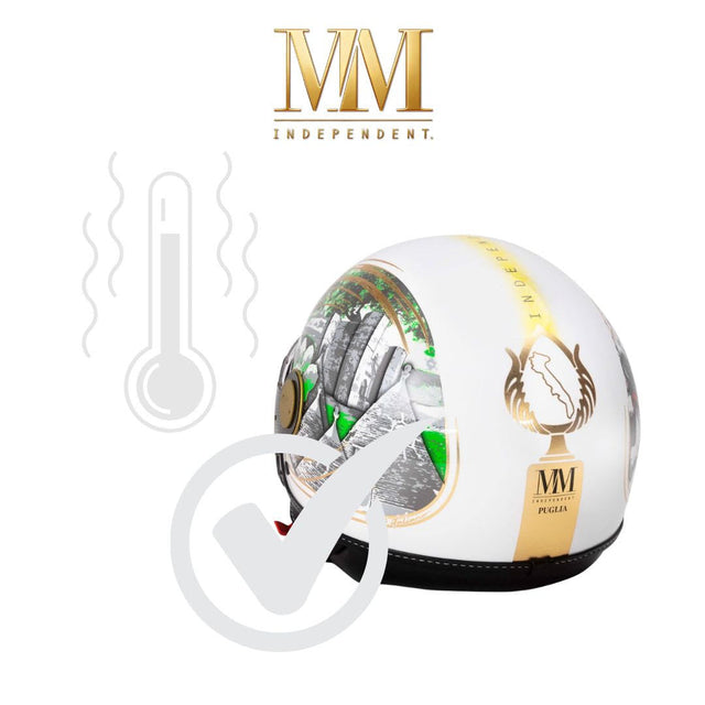 Casco jet MM Independent indossato in estate durante uno spostamento urbano con clima caldo